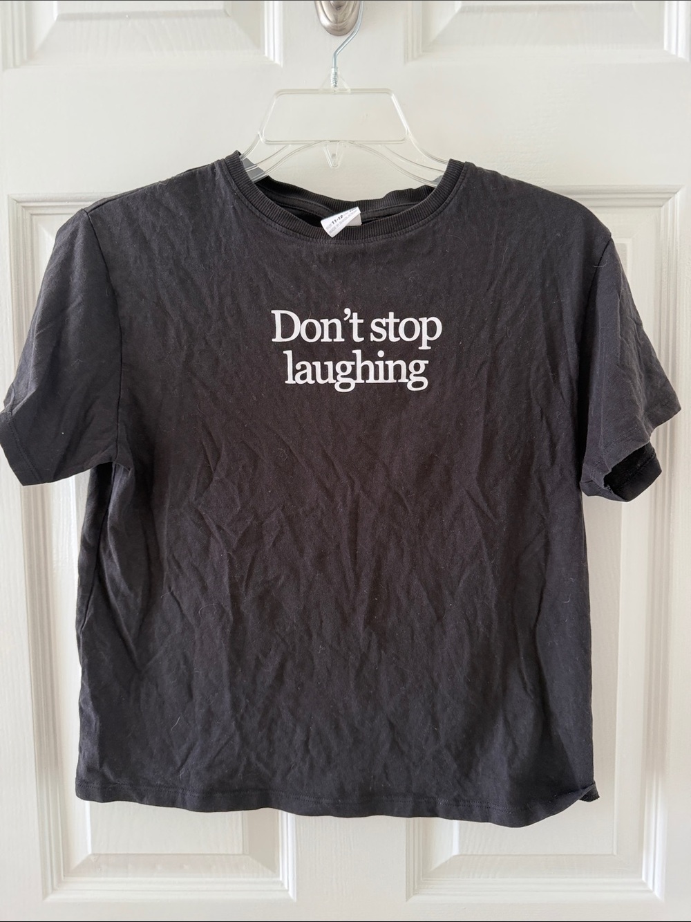 Zara Black Tee "Don't stop laughing"